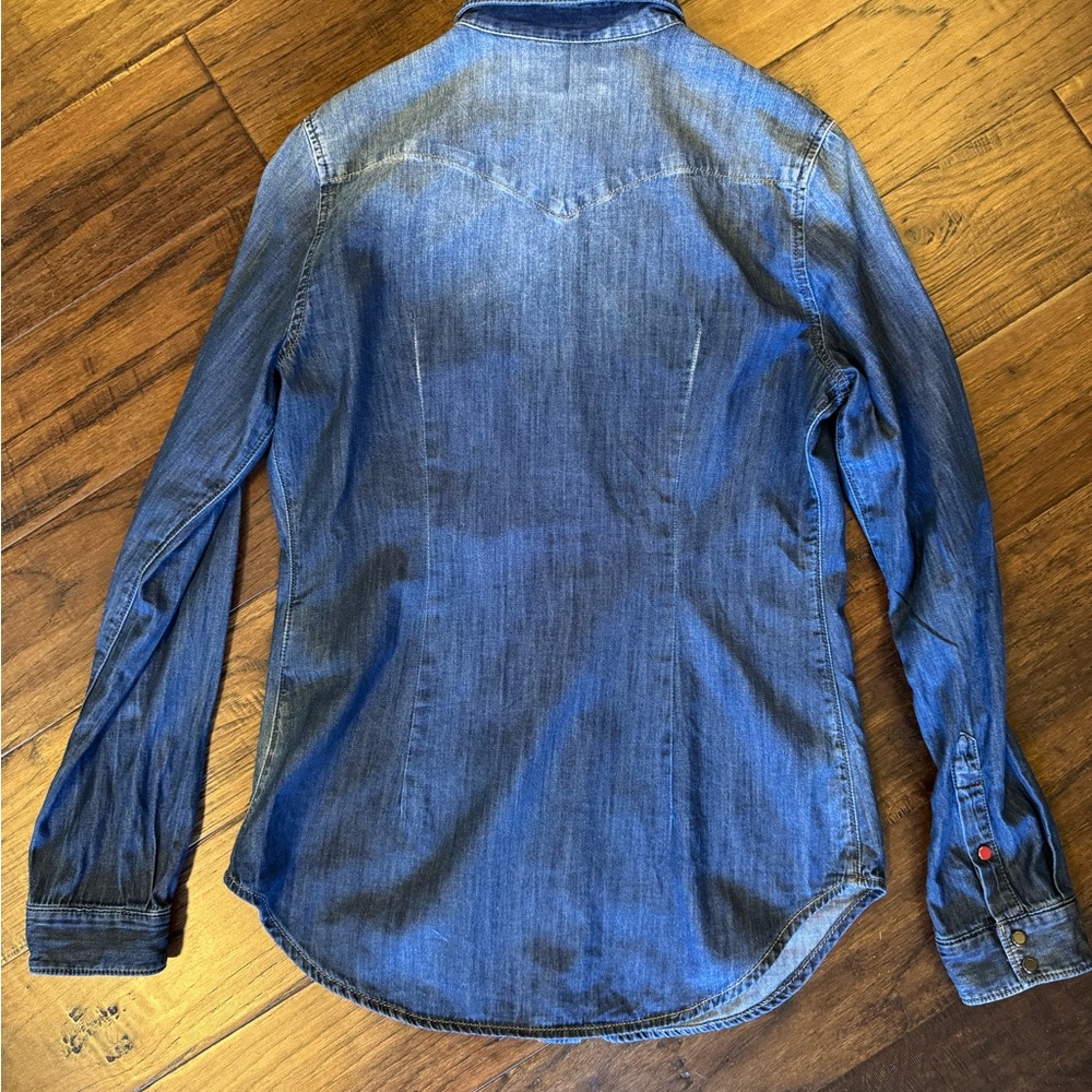 Diesel Timeless Denim Button Down Shirt Western Snap Blue Size S - Picture 5 of 11